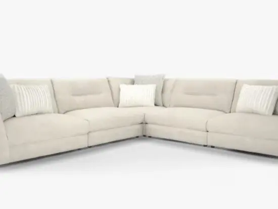 New Sofology Reign 3 + 3 Luxe Sherpa French Beige Natural Mix Sectional Corner Sofa