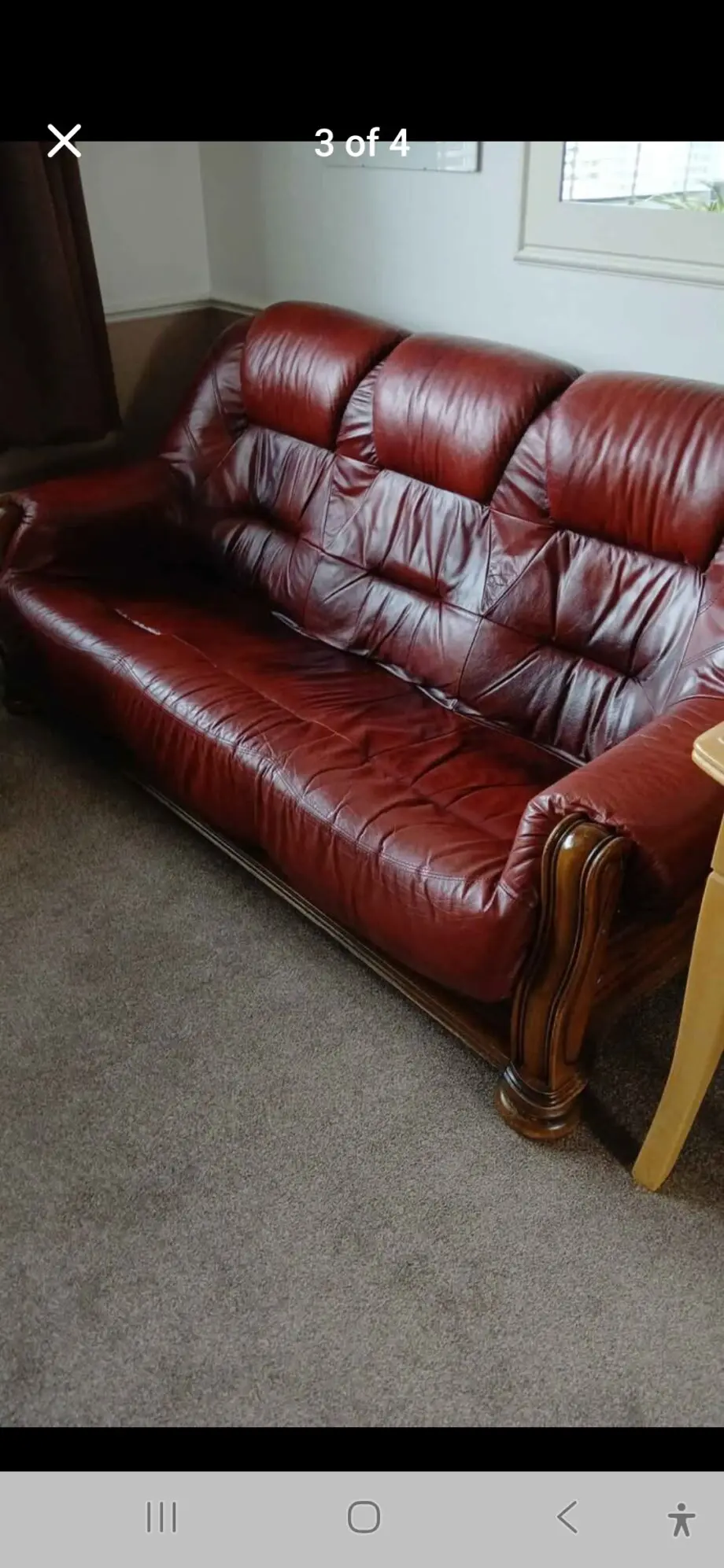 Maroon 3 seater sofa 2 chairs
