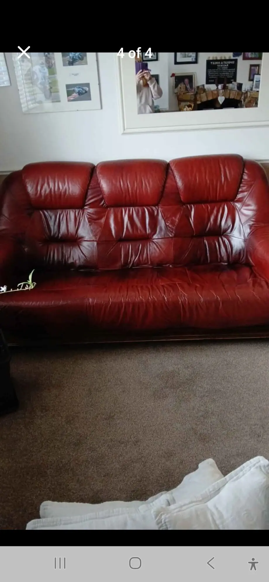 Maroon 3 seater sofa 2 chairs