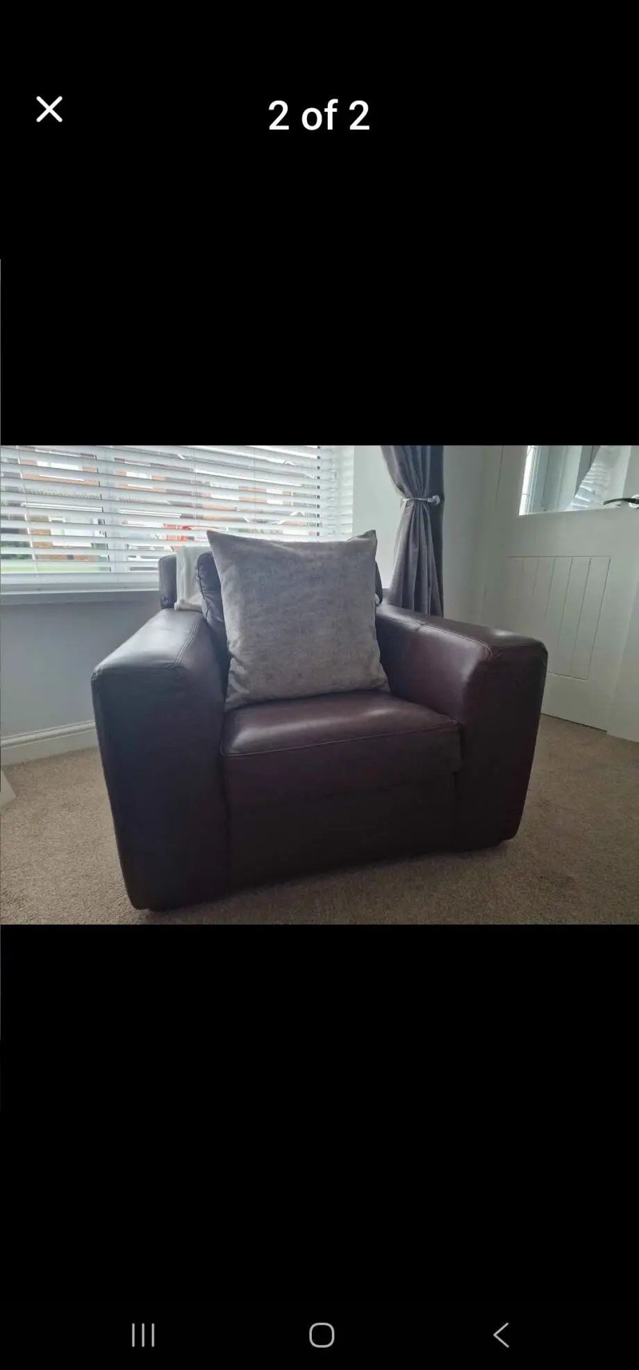 Dark brown leather sofa and chairs marks and Spencers
