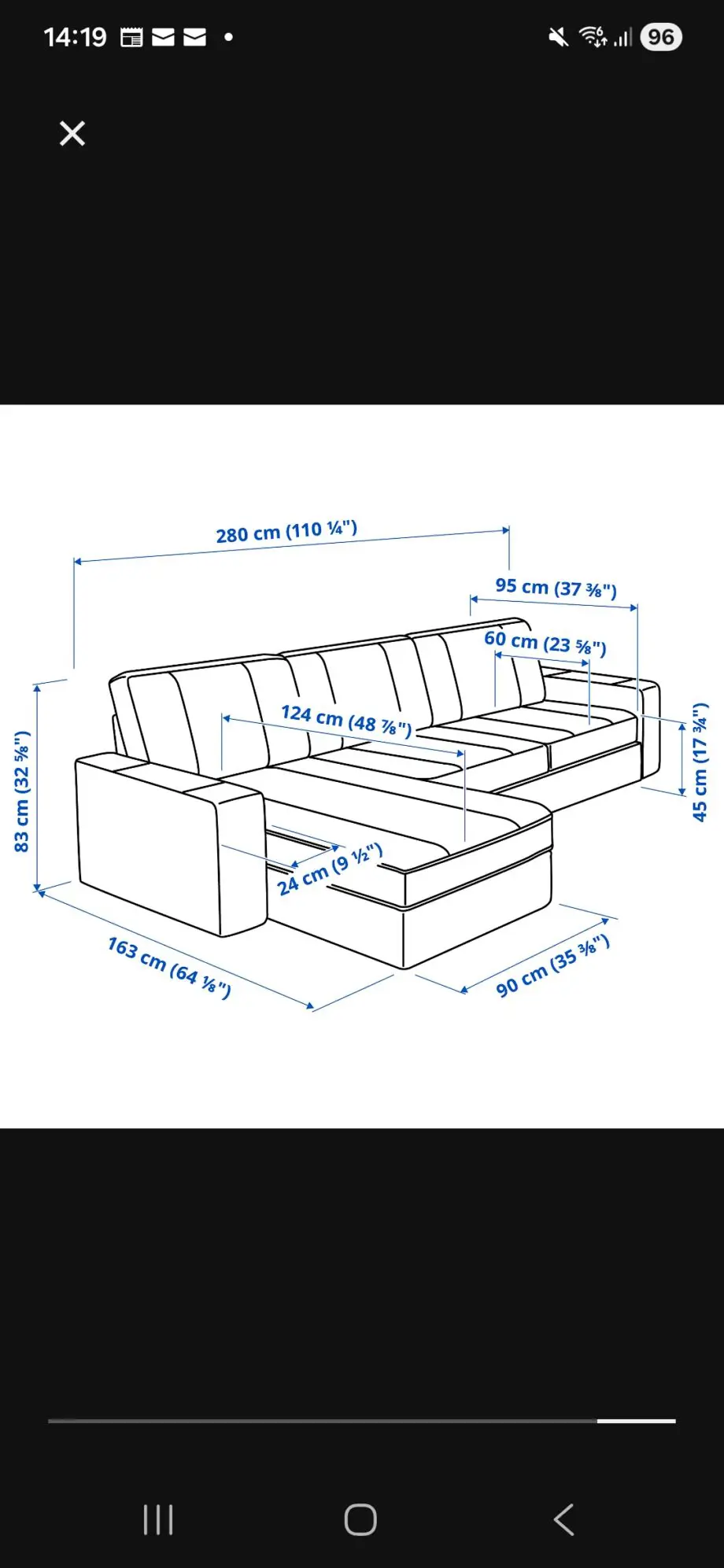 Ikea grey kivik sofa