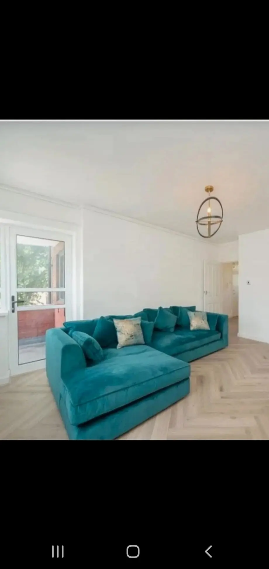 Fishpool teal corner sofa
