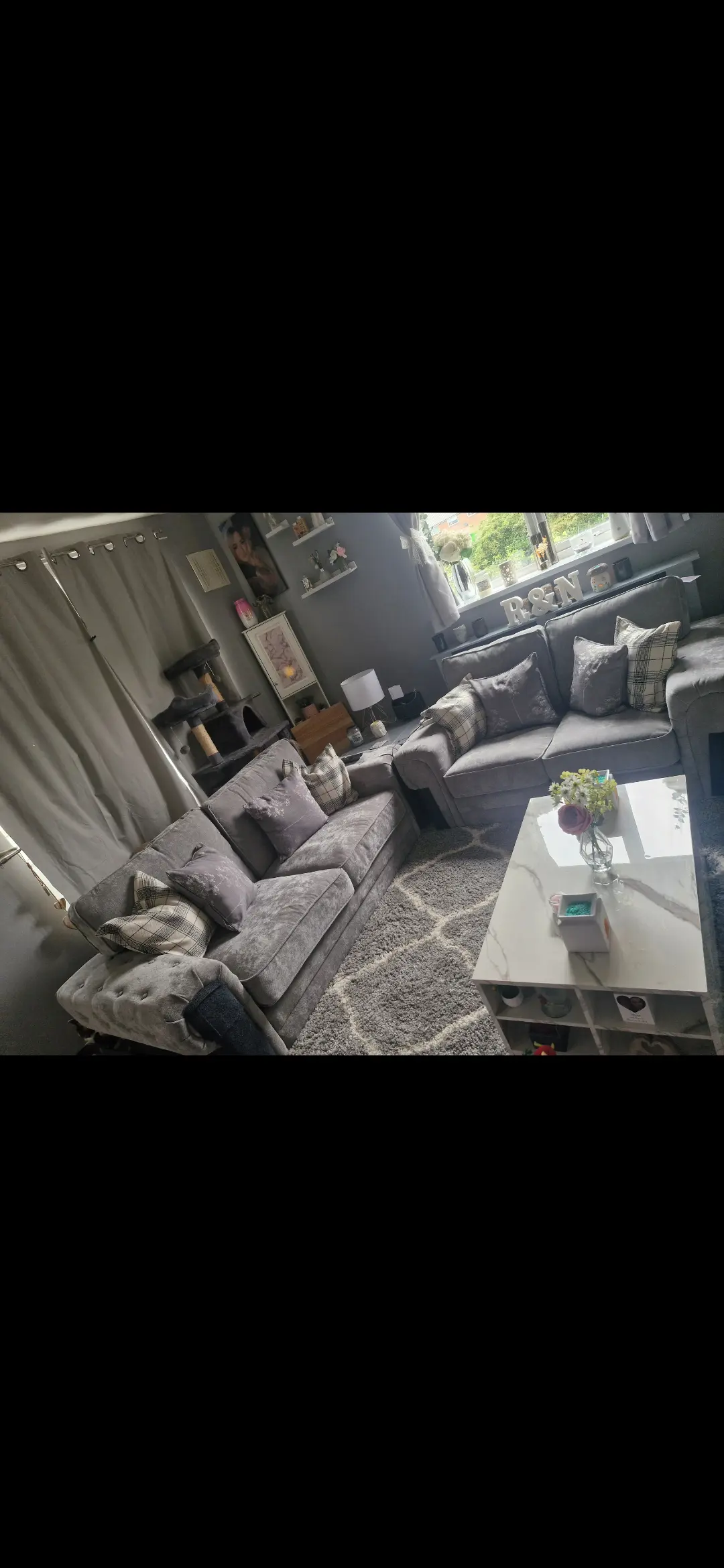 Verona High Back Grey Fabric 3 and 2 Seater Sofa set