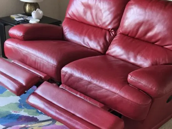 Red leather electrical recliner 2 seater sofa