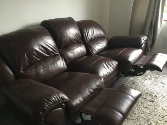 Brown Leather 3 seater recliner sofa