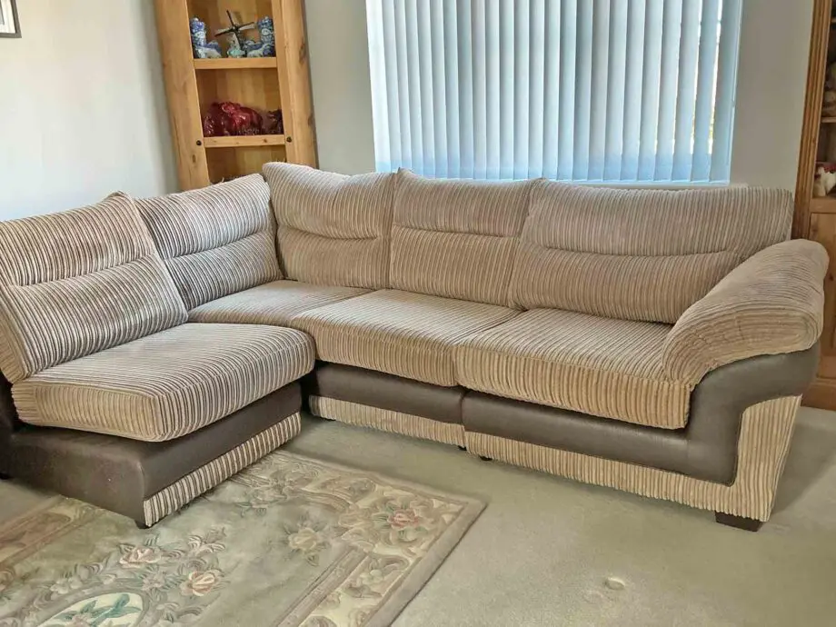 DFS two tone brown corner sofa