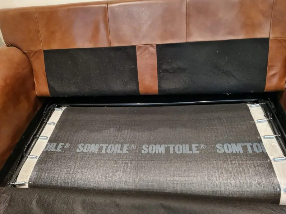 Brown leather 2 seater sofa bed