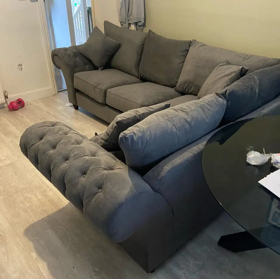 Chesterfield Dual Arm Corner Sofa Dark Grey Colour