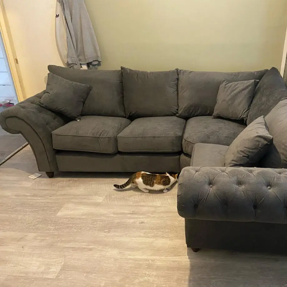 Chesterfield Dual Arm Corner Sofa Dark Grey Colour