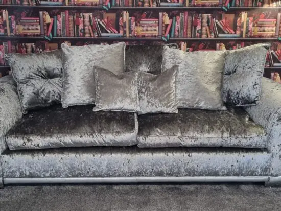 DFS Silver Crushed Velvet Sofa