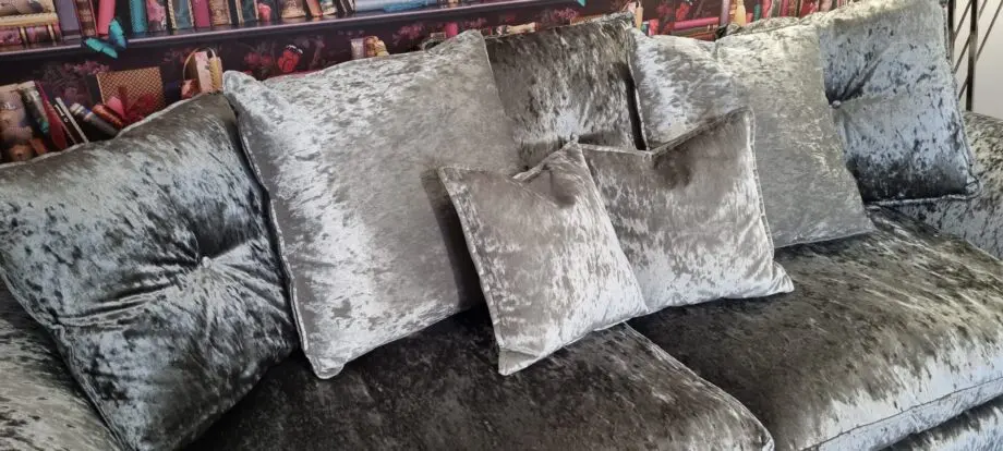 DFS Silver Crushed Velvet Sofa And Loveseat Set