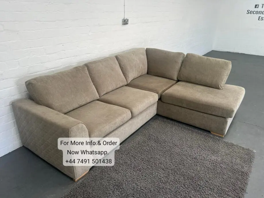 Full Back Cushion Corner Sofa For Sale || Beige Colour || COD