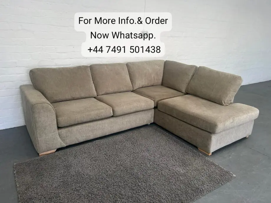 Full Back Cushion Corner Sofa For Sale || Beige Colour || COD