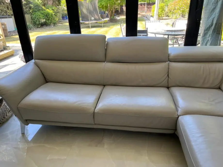 Light Grey leather corner L-shape sofa (Sofology Riva)