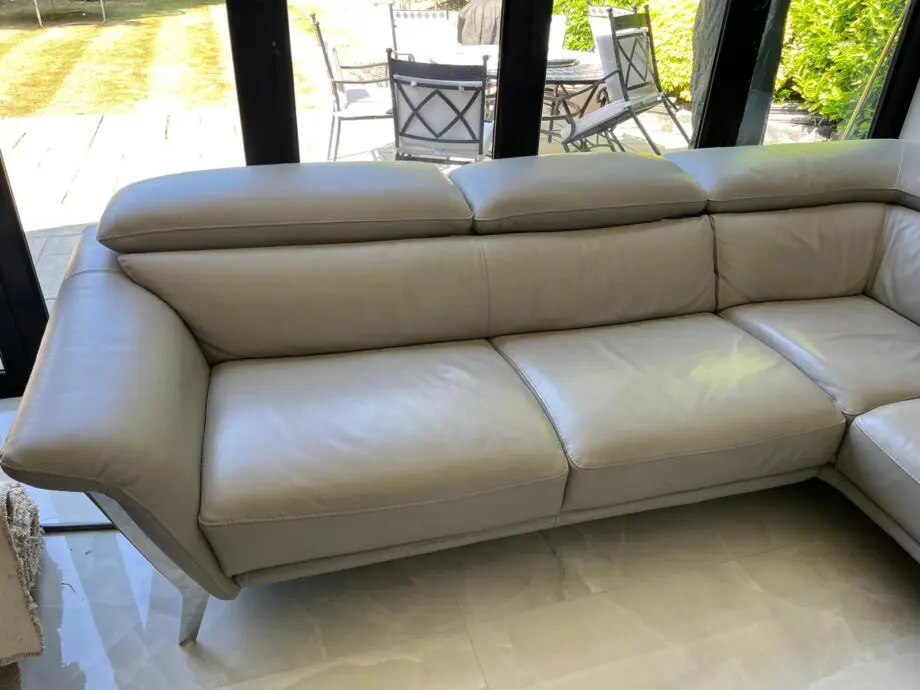 Light Grey leather corner L-shape sofa (Sofology Riva)