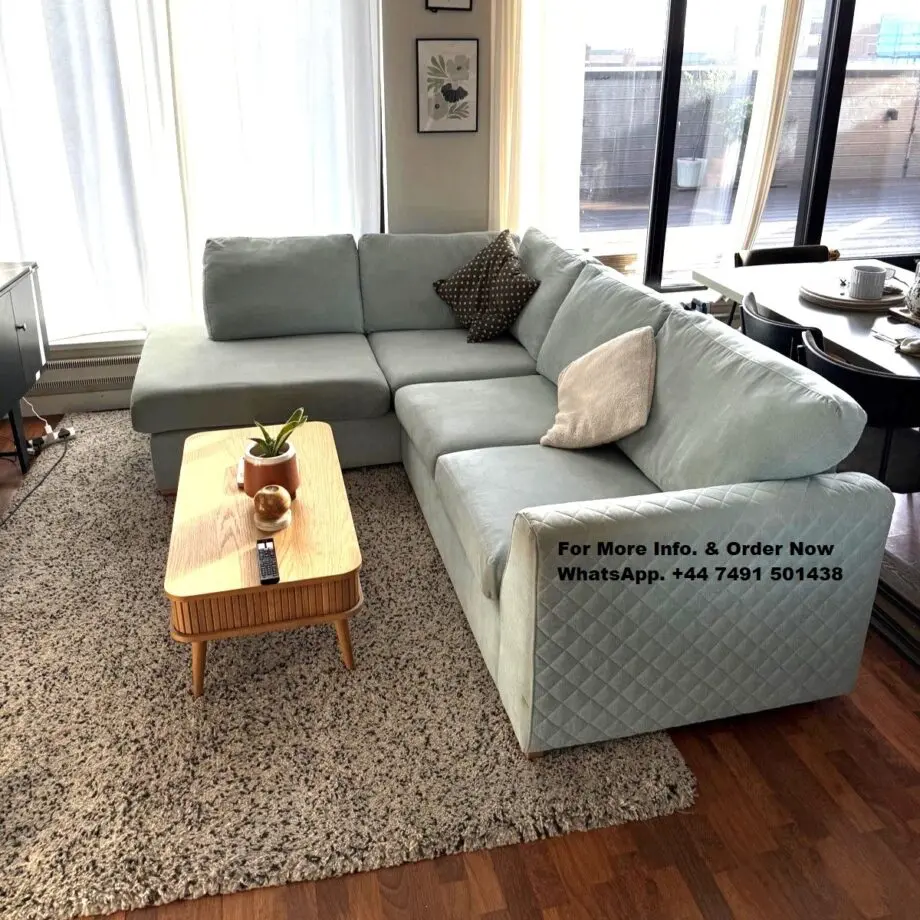 Dfs Orka Sky Blue Corner Sofa For Sale