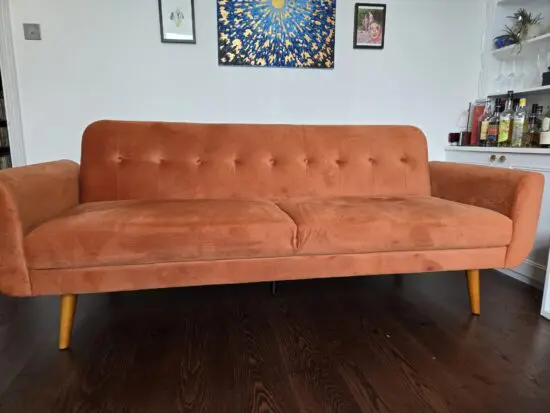 Next - Burnt Orange - "Clarence" - 3 person "click clack" sofa bed