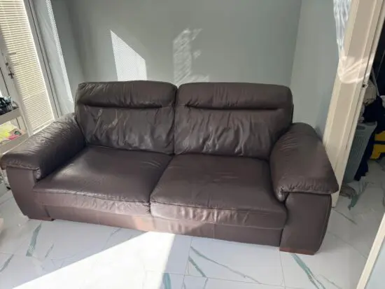 It is debenhams leather sofa and very good condition