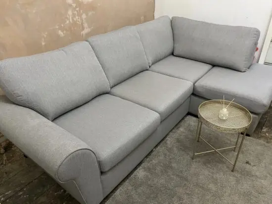 DFS Owen Weave Fabric L-Shaped High Back Corner Sofa For Sale