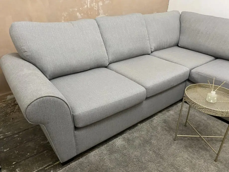 DFS Owen Weave Fabric L-Shaped High Back Corner Sofa For Sale