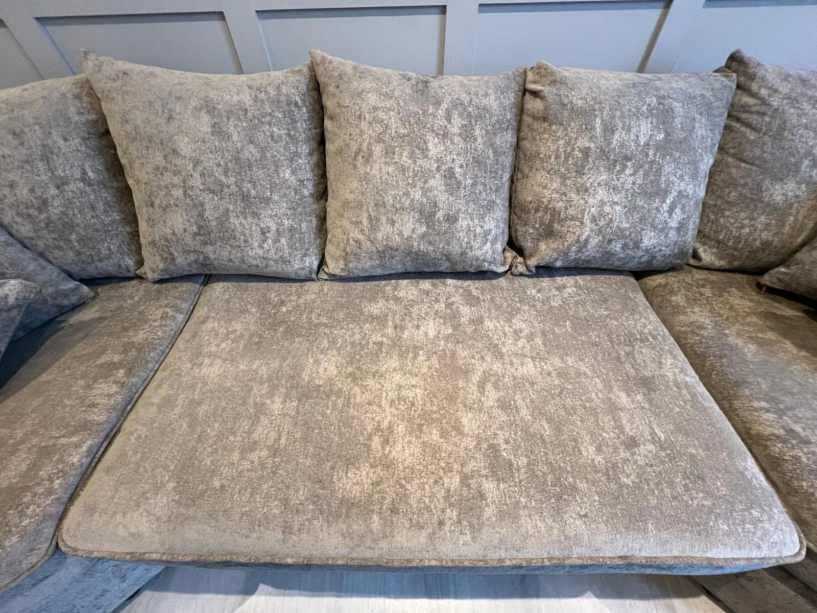 Modern U-Shape brushed-oatmeal modular 4-seater with dual footstools