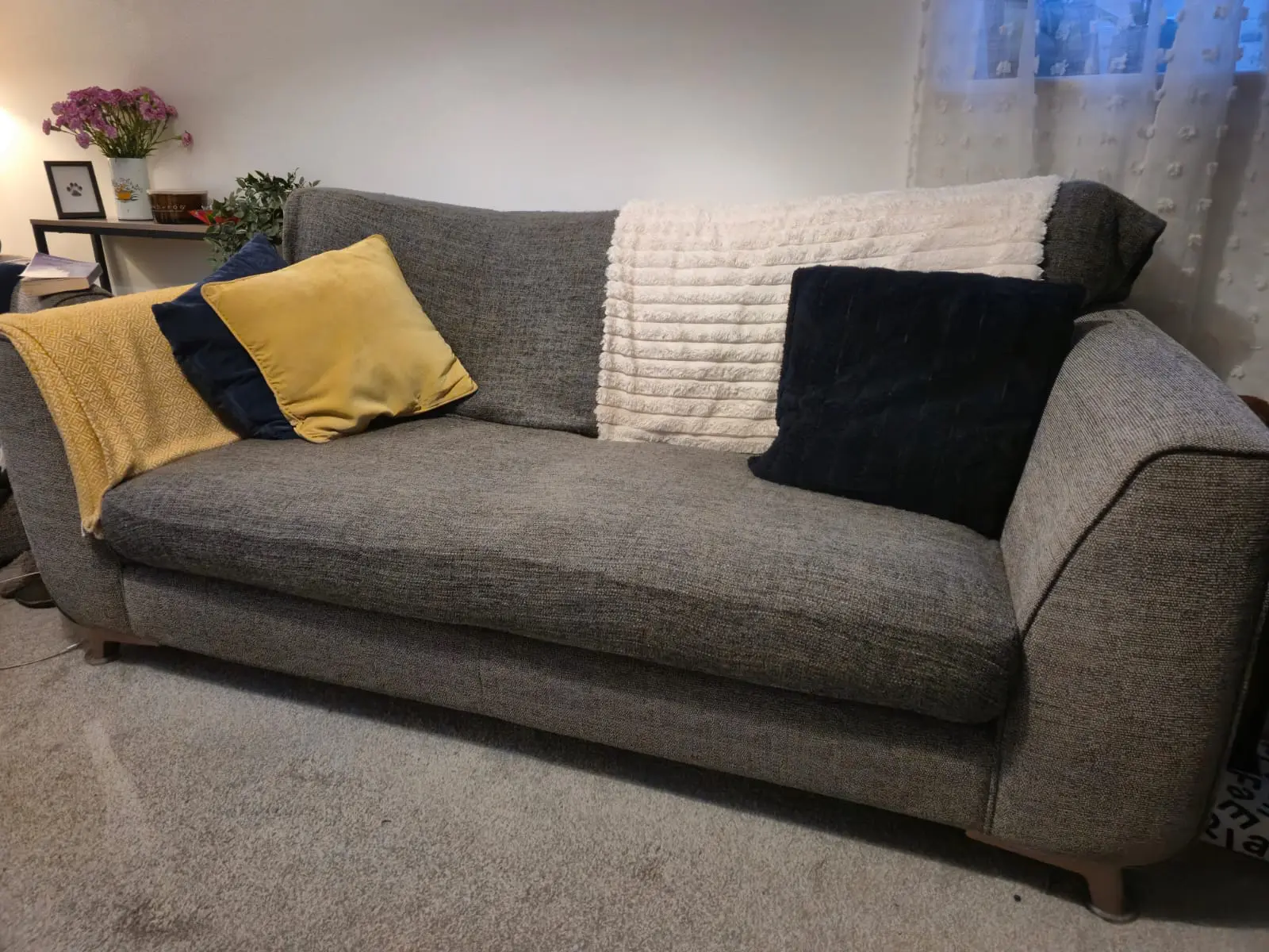Lee Longlands Charcoal 3 Seater Sofa and Cuddle Chair