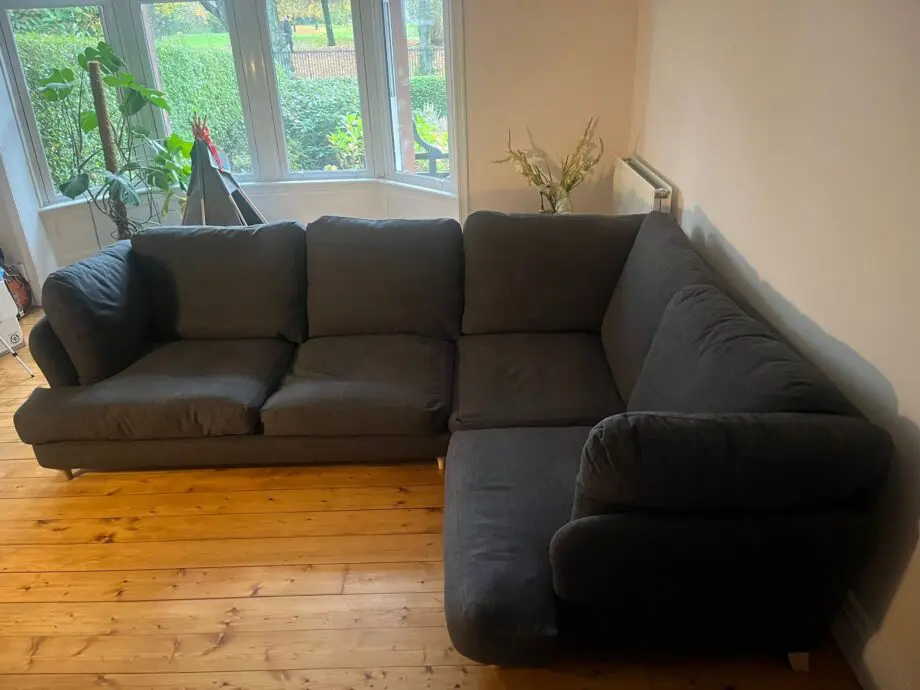 Loaf large right hand smithy corner sofa in welly boot clever woolly fabric