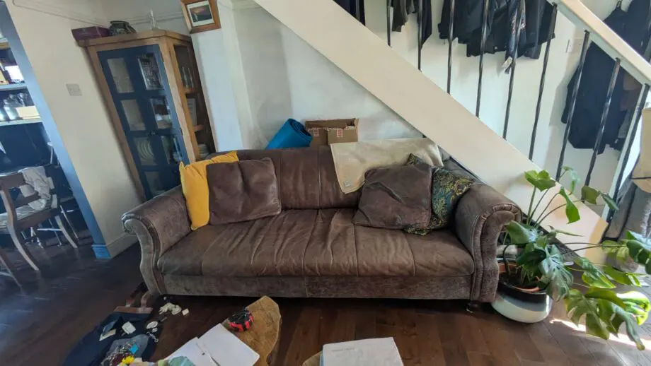 Matte Brown Leather 4 seater DFS Sofa