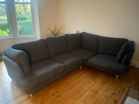 Loaf large right hand smithy corner sofa in welly boot clever woolly fabric