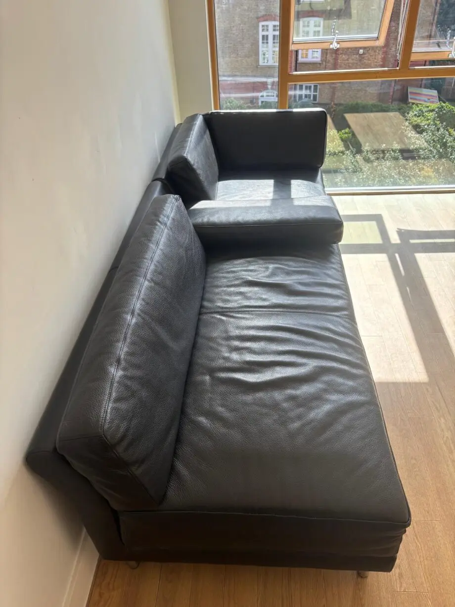 Habitat black leather sofa Scala range (rrp over £2,000)