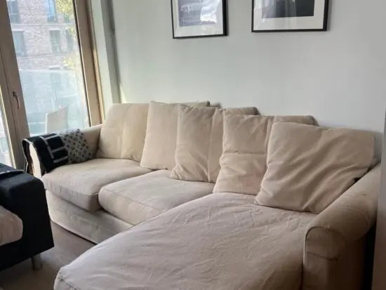 3-seat sofa, with chaise longue and storage