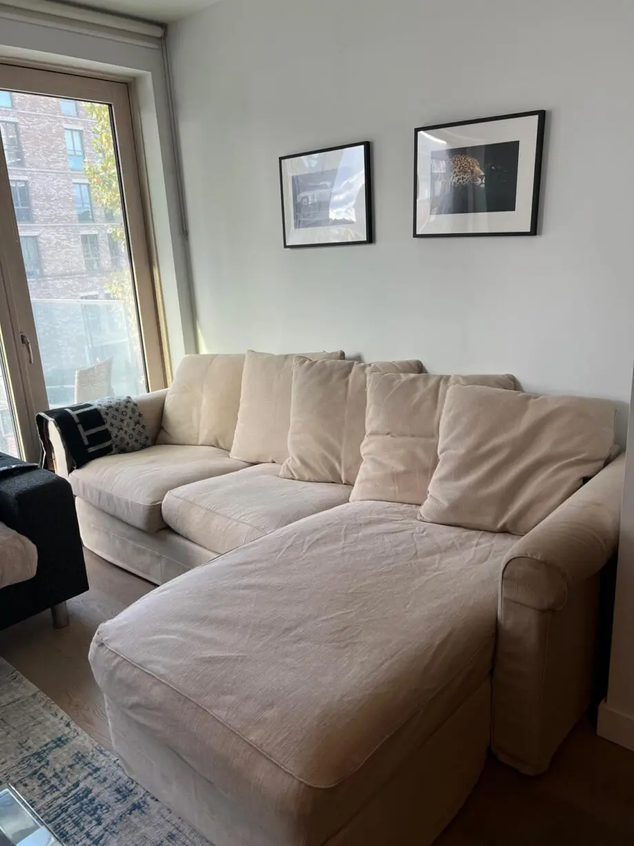 3-seat sofa, with chaise longue and storage