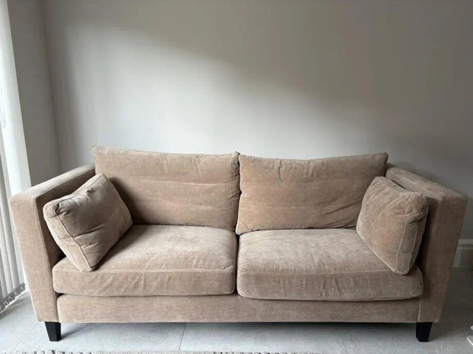 New Raft Madison 4 seater tan sand brown sofa couch and footstool