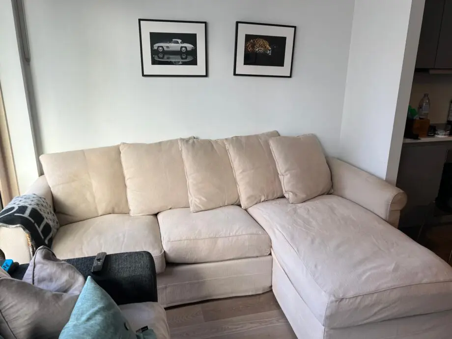 3-seat sofa, with chaise longue and storage