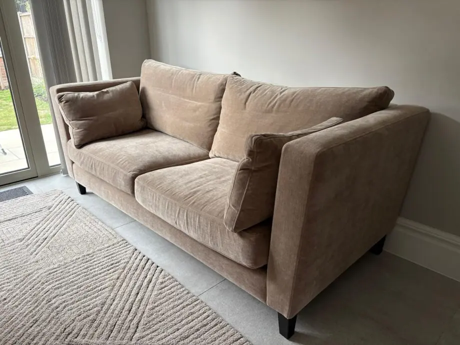 New Raft Madison 4 seater tan sand brown sofa couch and footstool