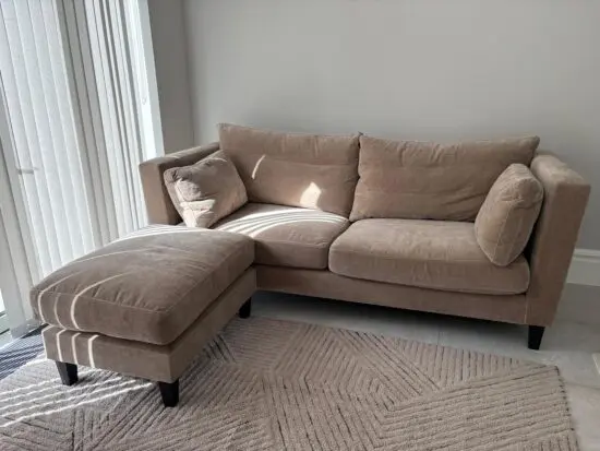 New Raft Madison 4 seater tan sand brown sofa couch and footstool