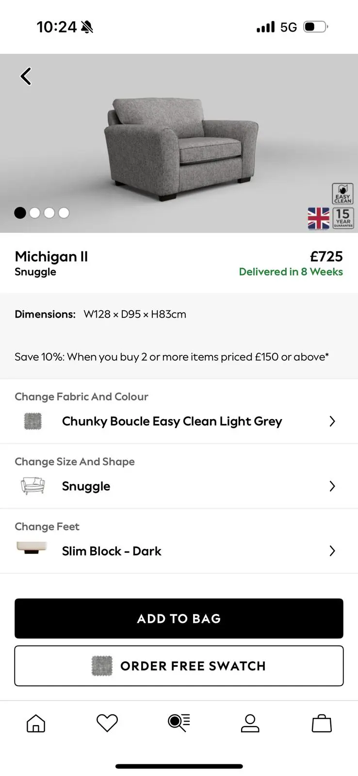 Next Grey Fabric Cuddle Armchair