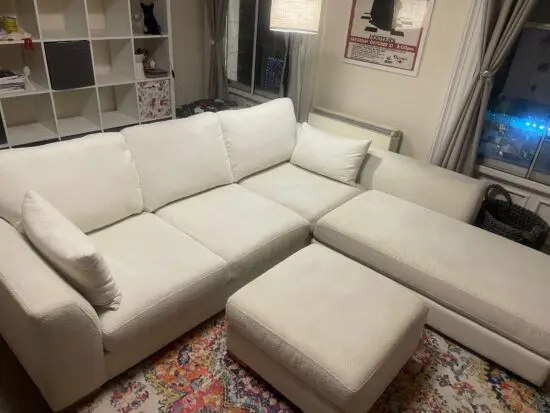 DFS white Right Hand Facing 3 Piece Swivel Sofa