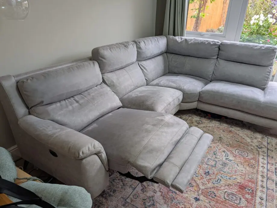 Sofology Grey silver corner sofa suede like