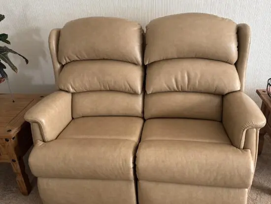Handmade tan leather 2 seater sofa