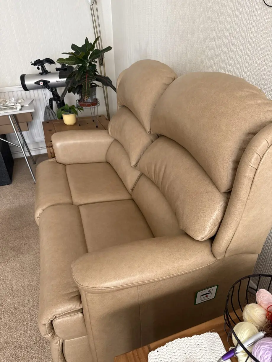 Handmade tan leather 2 seater sofa