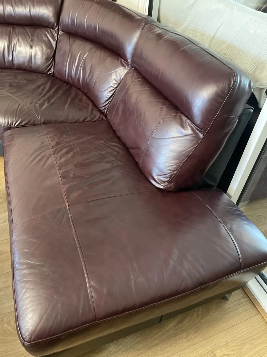 DFS large corner sofa with armchair, footstool and swivel chair in Conker colour