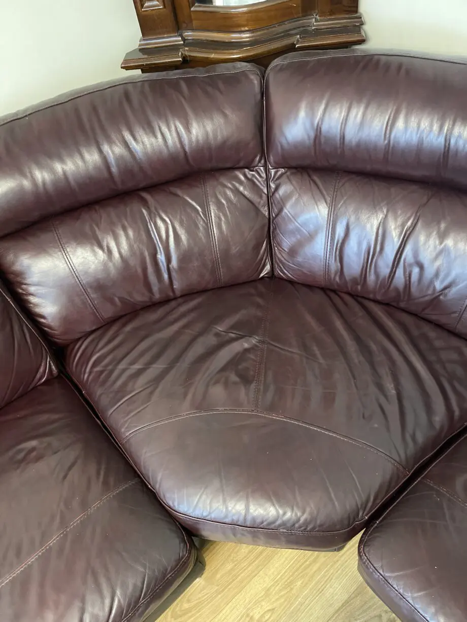 DFS large corner sofa with armchair, footstool and swivel chair in Conker colour
