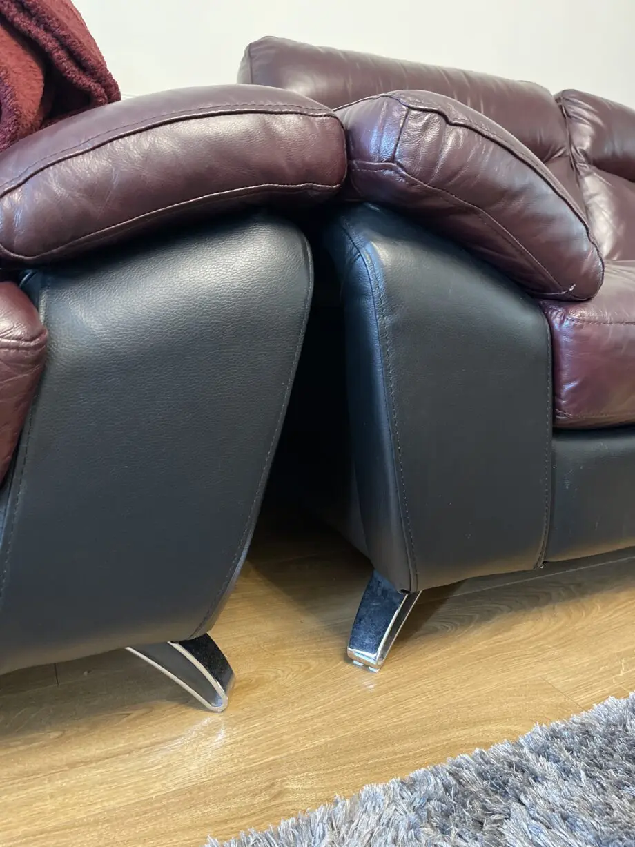 DFS large corner sofa with armchair, footstool and swivel chair in Conker colour
