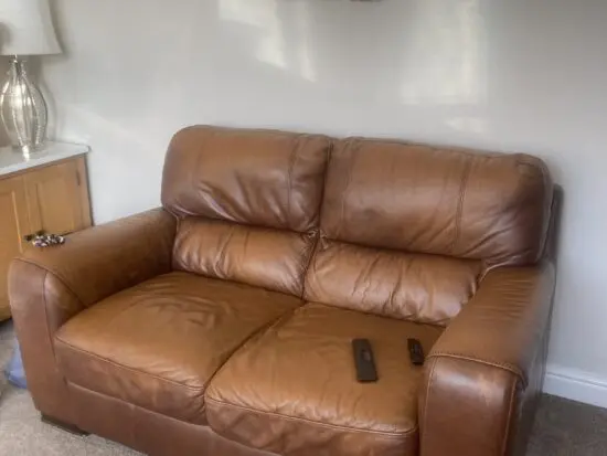 Brown leather brown /tan sofa set