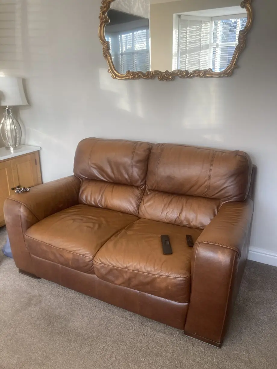 Brown leather brown /tan sofa set
