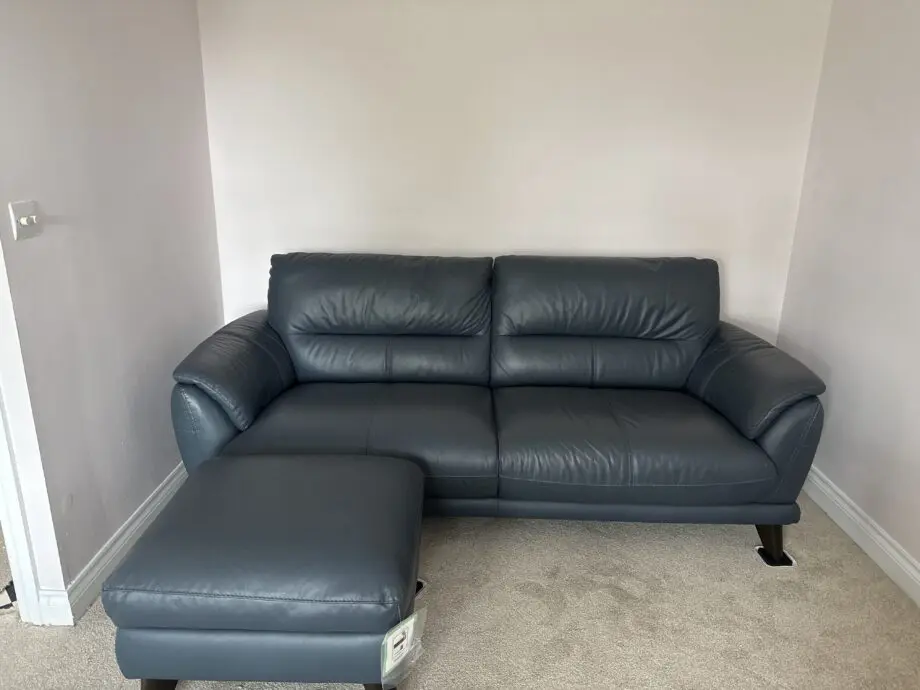 Real leather sofa & foot stool
