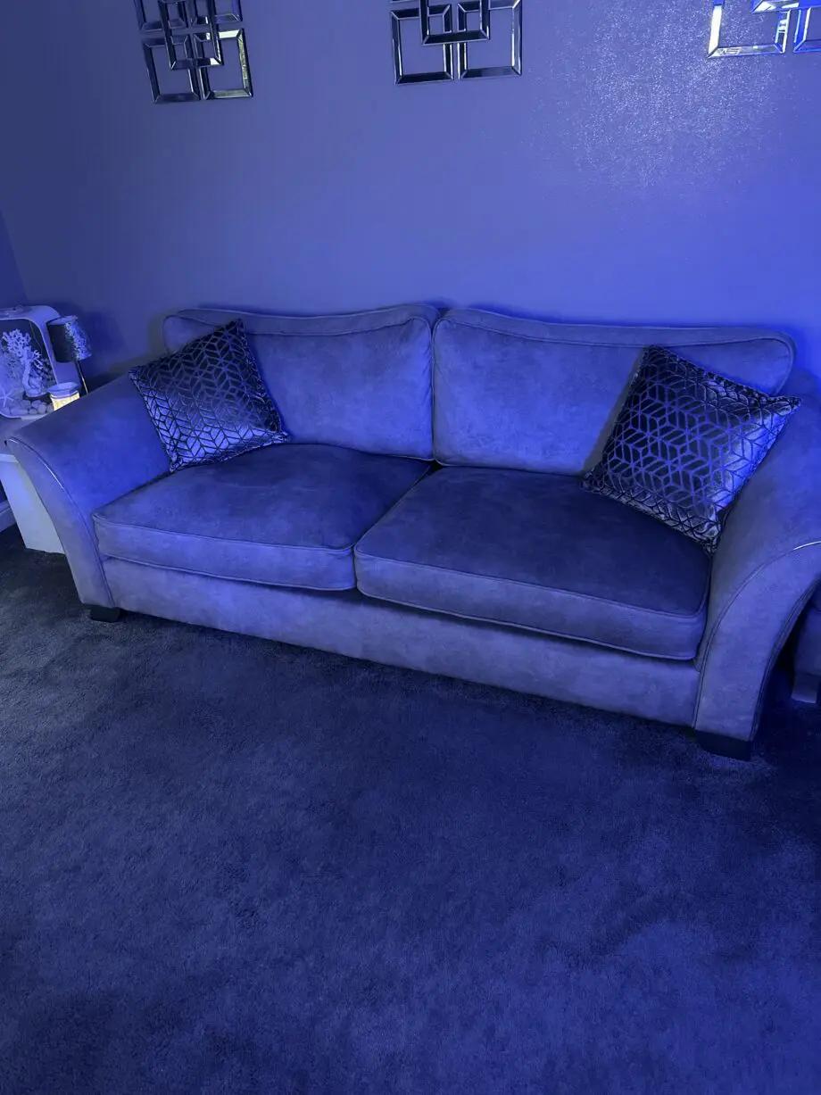 Sofa 4 seater grey and footstool