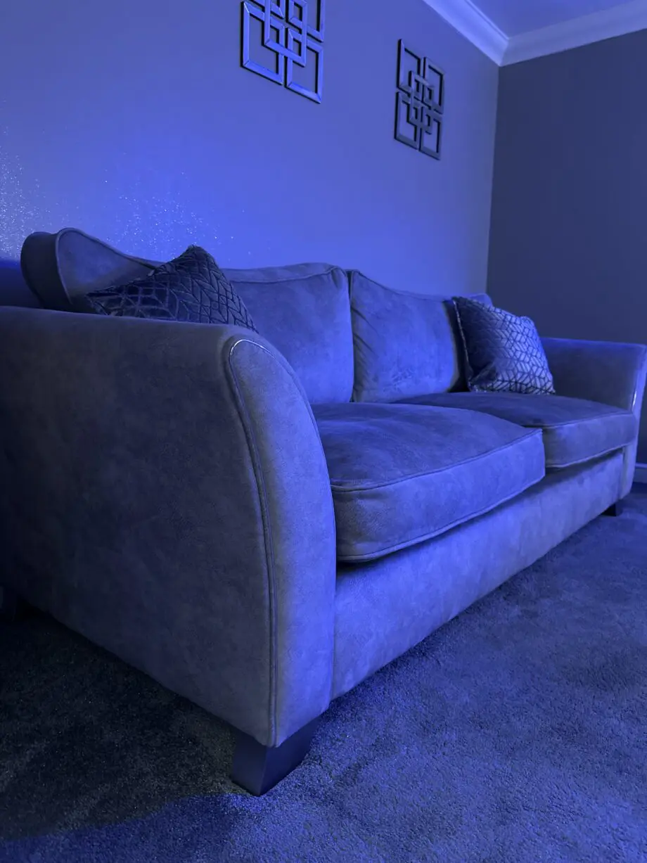 Sofa 4 seater grey and footstool