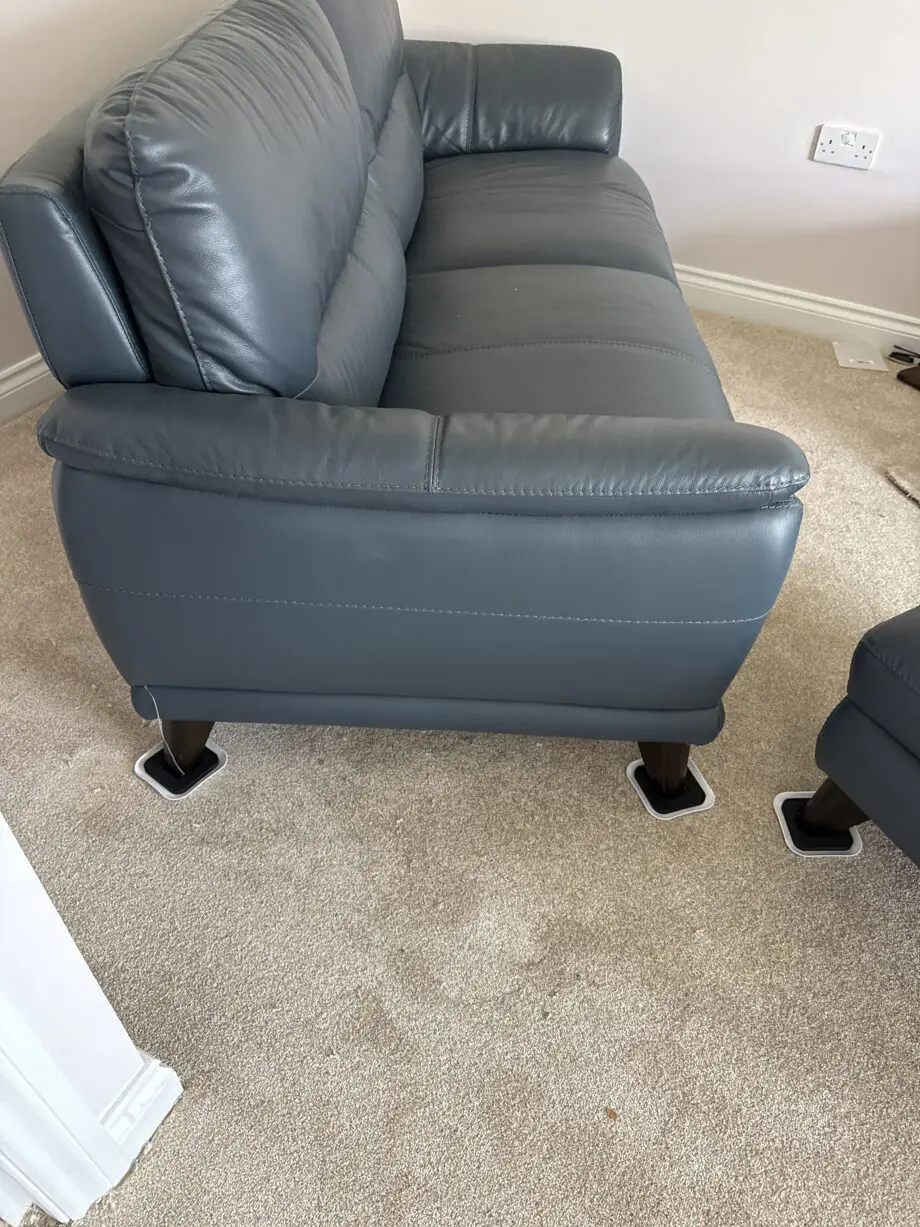 Real leather sofa & foot stool